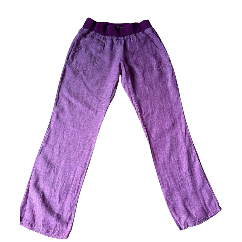 Toad & Co Linen Pants Flip Top Pull On Lilac Purple 4